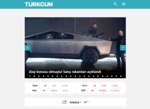 How turkgun.com looks like on a tablet such as an iPad.