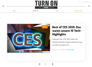 How turn-on.de looks like on a tablet such as an iPad.
