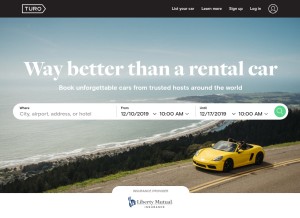 How turo.com looks like on a tablet such as an iPad.