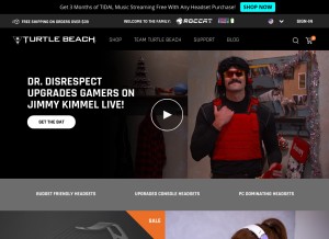 How turtlebeach.com looks like on a tablet such as an iPad.