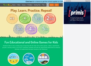 How turtlediary.com looks like on a tablet such as an iPad.