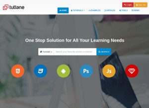 How tutlane.com looks like on a tablet such as an iPad.