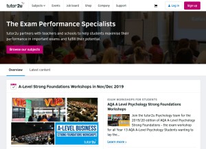 How tutor2u.net looks like on a tablet such as an iPad.