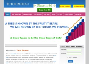How tutorbureau.com looks like on a tablet such as an iPad.