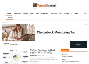 How tutorialinhindi.com looks like on a tablet such as an iPad.