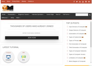 How tutorialsmate.com looks like on a tablet such as an iPad.