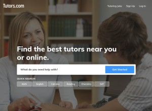 How tutors.com looks like on a tablet such as an iPad.