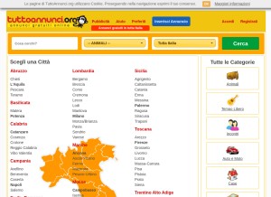 How tuttoannunci.org looks like on a tablet such as an iPad.