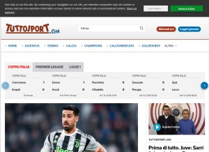 How tuttosport.com looks like on a tablet such as an iPad.