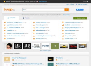 How tuugo.de looks like on a tablet such as an iPad.