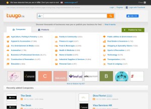 How tuugo.hk looks like on a tablet such as an iPad.