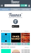 How tuunes.co looks like on a mobile device such as an iPhone.