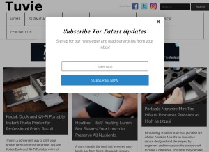How tuvie.com looks like on a tablet such as an iPad.