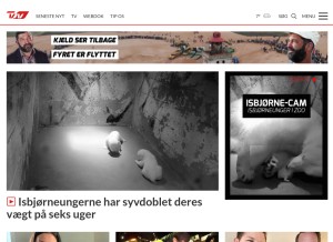 How tv2nord.dk looks like on a tablet such as an iPad.