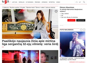 How tv3.lt looks like on a tablet such as an iPad.