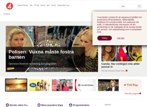 How tv4.se looks like on a tablet such as an iPad.