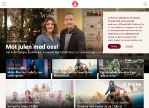 How tv4play.se looks like on a tablet such as an iPad.