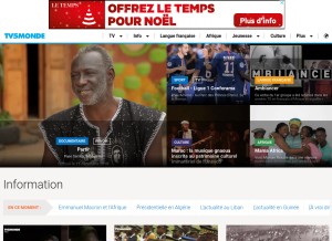How tv5monde.com looks like on a tablet such as an iPad.