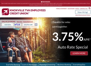 How tvacreditunion.com looks like on a tablet such as an iPad.