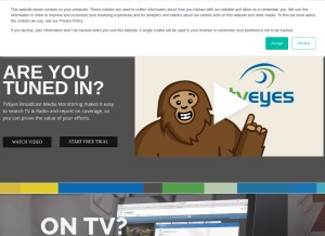 How tveyes.com looks like on a tablet such as an iPad.