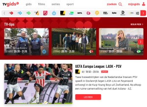 How tvgids.nl looks like on a tablet such as an iPad.