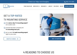 How tvinstallationone.com looks like on a tablet such as an iPad.