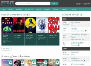 How tvmaze.com looks like on a tablet such as an iPad.