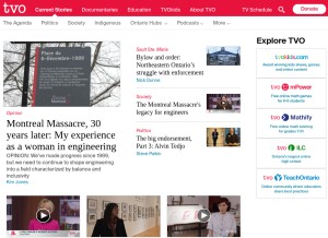 How tvo.org looks like on a tablet such as an iPad.