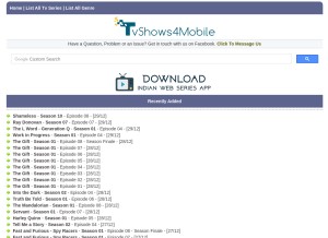 How tvshows4mobile.com looks like on a tablet such as an iPad.