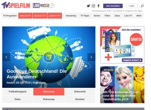 How tvspielfilm.de looks like on a tablet such as an iPad.