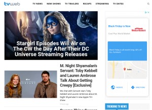 How tvweb.com looks like on a tablet such as an iPad.