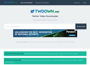 How twdown.net looks like on a tablet such as an iPad.