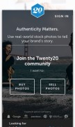 How twenty20.com looks like on a mobile device such as an iPhone.
