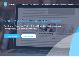 How twiago.com looks like on a tablet such as an iPad.
