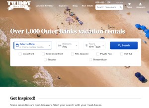 How twiddy.com looks like on a tablet such as an iPad.