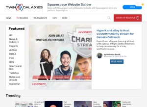 How twingalaxies.com looks like on a tablet such as an iPad.