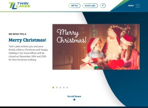 How twinlakes.net looks like on a tablet such as an iPad.