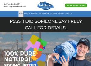 How twinrockswater.com looks like on a tablet such as an iPad.