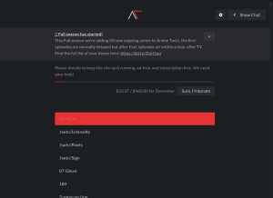 How twist.moe looks like on a tablet such as an iPad.