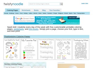 How twistynoodle.com looks like on a tablet such as an iPad.