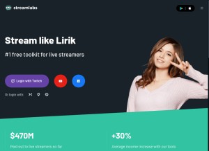 How twitchalerts.com looks like on a tablet such as an iPad.