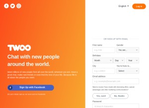 How twoo.com looks like on a tablet such as an iPad.