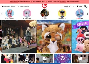 How ty.com looks like on a tablet such as an iPad.