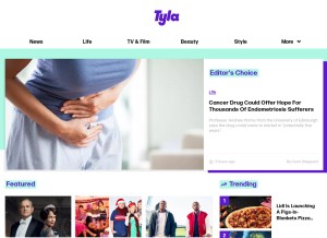 How tyla.com looks like on a tablet such as an iPad.