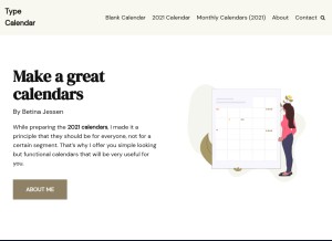 How typecalendar.com looks like on a tablet such as an iPad.