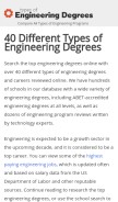 How typesofengineeringdegrees.org looks like on a mobile device such as an iPhone.