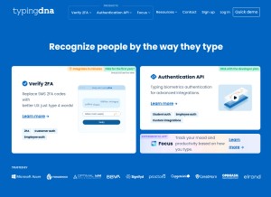 How typingdna.com looks like on a tablet such as an iPad.
