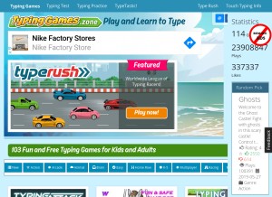How typinggames.zone looks like on a tablet such as an iPad.
