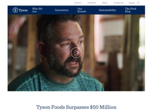 How tysonfoods.com looks like on a tablet such as an iPad.
