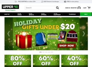 How u90soccer.com looks like on a tablet such as an iPad.